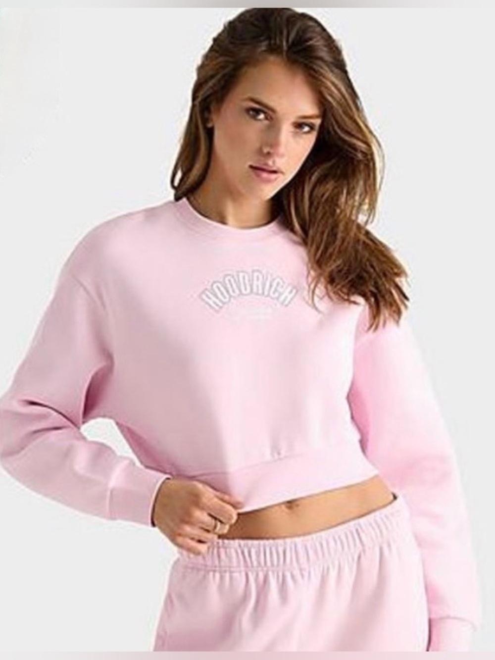 Hoodrich Cherish Bling Cropped Crewneck Sweatshirt Pink Medium NWT